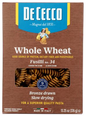 De Cecco Pasta Fusilli Whole Wheat, 13.25 oz