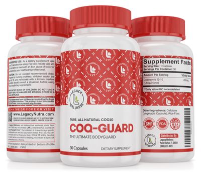 Legacy Wellness CoQ-GUARD CoQ10 200mg - Natural High Potency CoQ10 Supplement for Energy, Heart, Antioxidant &amp; Cellular Support - High Potency Co Q 10 Ubiquinone for Overall Wellness - Non-GMO 30 Caps