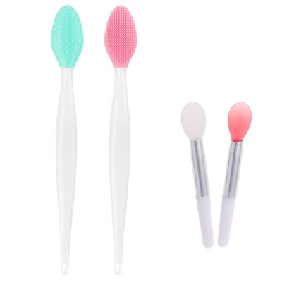 Silicone Lip Brush Set - 2pcs Double-sided Lip Scrubber &amp; Balm Applicator Tools
