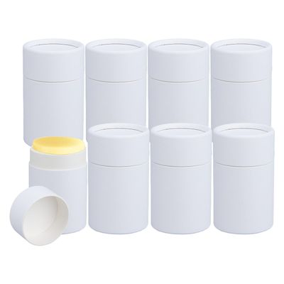 NICENEEDED 8 Pcs White Paperboard Lip Balm Tubes, 2.5 Oz Refillable Paper Lipstick Tube, Round Cardboard Empty Lip Gloss Container Solid Perfume Tube Cosmetic Box for DIY Lip Gloss Balm