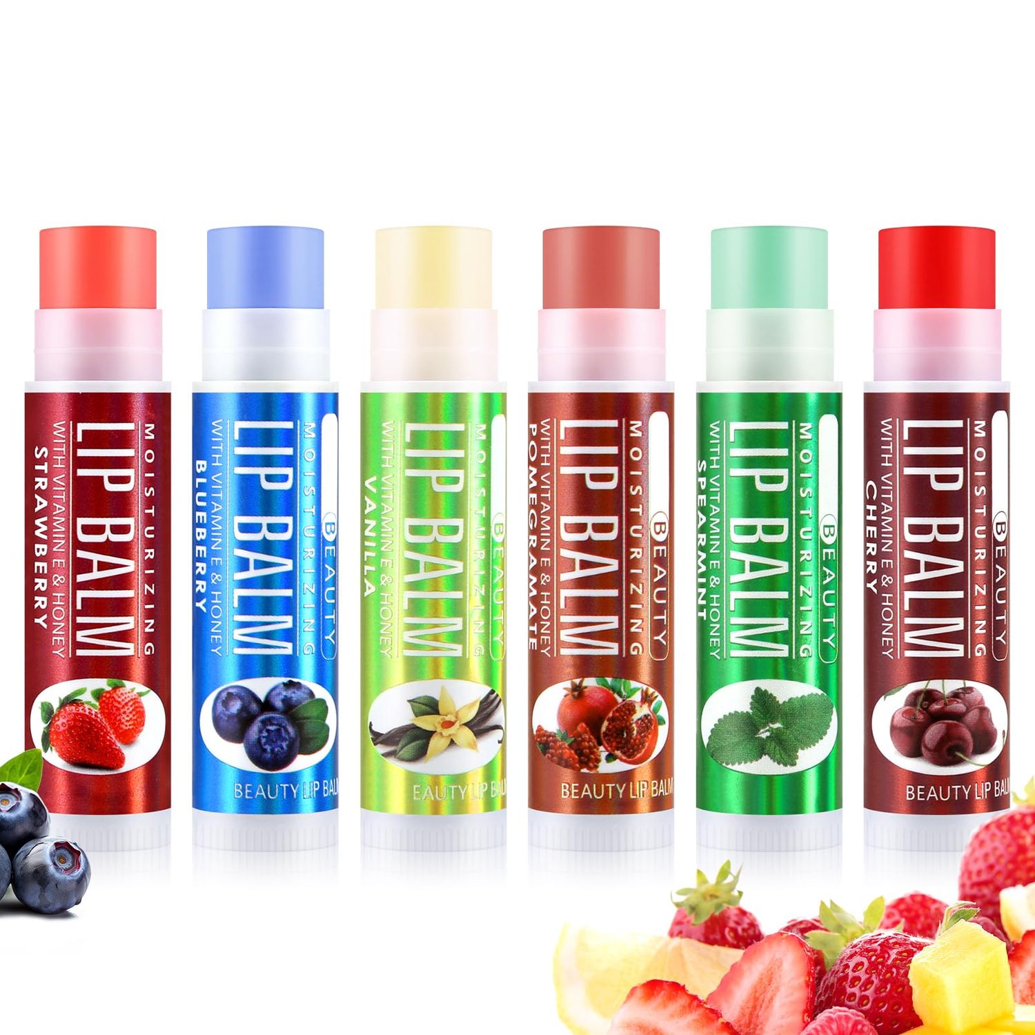 Boobeen Lip Balm Stick, Hydrating Lip Balm Cream for Dry Cracked Lips, Moisturizing Colorless Lipstick for Lip Care Soothing and Fade lip lines, 6 Pack