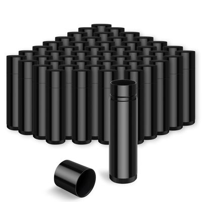 JuLand 50 Packs Empty Lip Balm Tubes 5.5ml - Refillable Round Lipstick Containers and BPA Free, Leak-Free Lip Balm Empty Containers for DIY, Black