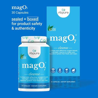 nbpure MagO7 - Natural Colon Cleanse & Detox - Occasional Constipation Relief, Stool Softening, & Bloating Support for Men & Women - Ozonated Magnesium Oxide, 30 Capsules