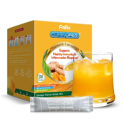 Turmeric Curcumin Drink Powder, Vitamin C Boost Immunity Shots, Orange Citrus Flavor Instant Drinks Mix Packets, High Bioavailability Curcuminoids CuminUP60, Recovery Support, Joint Health Supplement