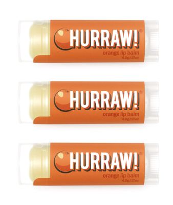 Hurraw! Orange Lip Balm, 3 Pack: Organic, Certified Vegan, Cruelty and Gluten Free. Non-GMO, 100 Natural Ingredients. Bee, Shea, Soy and Palm Free. Made in USA