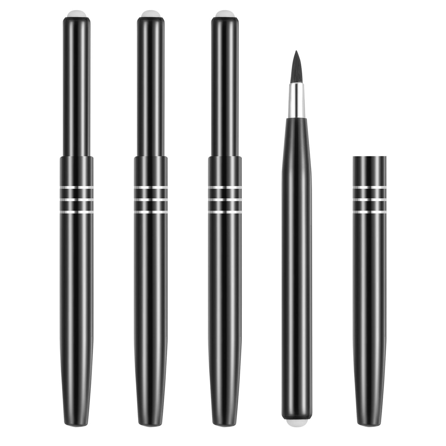 AOZUO 4Pcs Retractable Lip Brush for Lipstick, Travel Lip Brush, Portable Lip Liner Brush, Professional Lip Balm Applicator Lip Makeup Brush with Cap Lip Makeup Tools for Women Lip Gloss