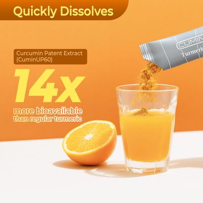 Turmeric Curcumin Drink Powder, Vitamin C Boost Immunity Shots, Orange Citrus Flavor Instant Drinks Mix Packets, High Bioavailability Curcuminoids CuminUP60, Recovery Support, Joint Health Supplement