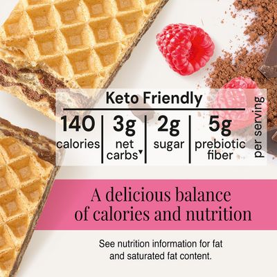 Zenlightful Chocolate Raspberry Keto Bars, Low Carb (2 net carbs), Low Sugar (2g), High Fiber, Non-GMO, Vegetarian, Healthy Snacks, Crunchy Wafer Cookies, Sensibly Sweet, Rich Creamy Filling, 12 Count