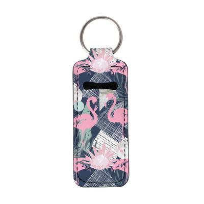 JooMeryer Lip Balm Holder Keychains Flamingo Printed Chapstick Holder Chapstick Sleeve Pouch Bag Accessories for Womens Girls,Grey Pink Flamingo