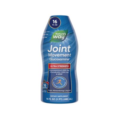 Nature&#39;s Way Joint Movement Glucosamine Fast Absorbing Liquid, Ultra Strength, Supports Healthy Bones, Chondroitin, and MSM with Vitamin D3, Berry Flavored, 16 Fl Oz (Packaging May Vary)