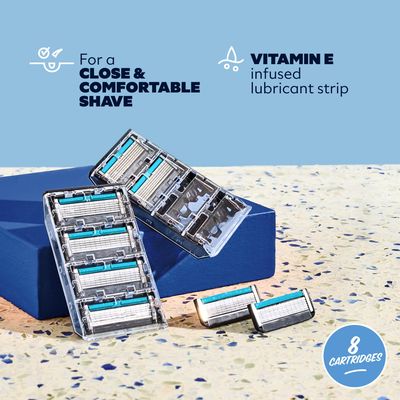Dollar Shave Club | 6 Blade Razor Refills (8 Pack) | 6 Stainless Steel Blades for a Close &amp; Comfortable Shave