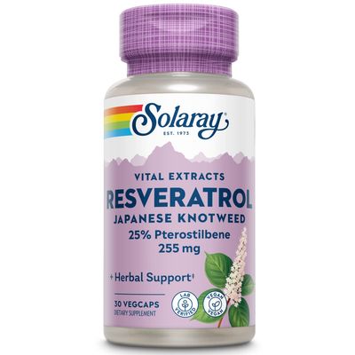 SOLARAY Super Resveratrol w/Pterostilbene, Veg Cap (Btl-Plastic) 250mg | 30ct