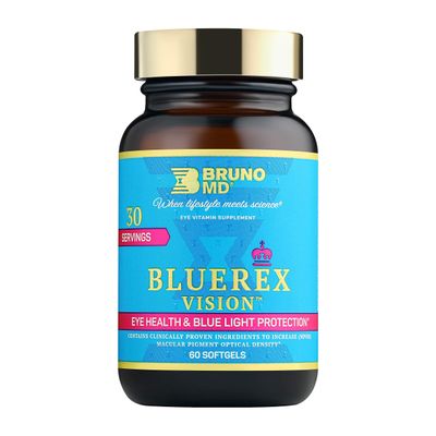 BRUNO MD Bluerex Vision, Eye Health Supplement for Adults, Vitamin E and Bilberry Extracts, Antioxidant Supplement, Helps with Computer Vision Syndrome, Dry Eyes &amp; Eye Health