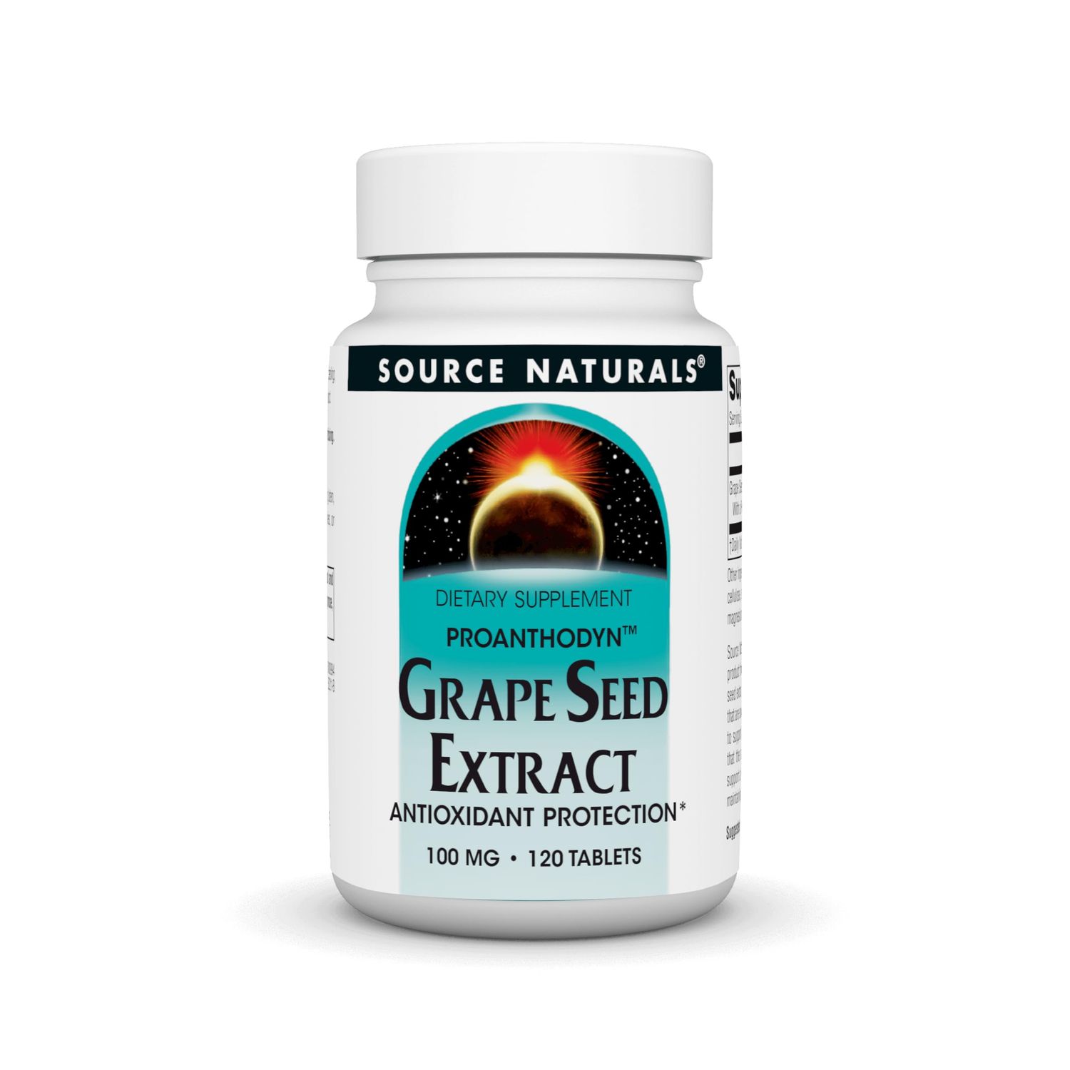 Source Naturals Grape Seed Extract, Proanthodyn 100 mg Antioxidant Protection &amp; Supports Healthy Aging Brain - 120 Tablets