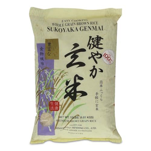 SHIRAKIKU Brown Rice Genmai | Premium Short Grain Rice | Partially Milled Brown Rice, Rich in Fiber, Potassium, Vitamin B &amp; E | Easy Preparation, Perfect for Healthy Meals - 15 Pound Bag