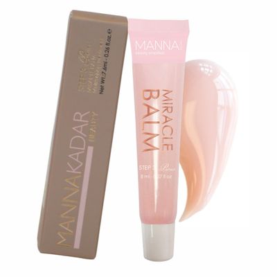 Manna Kadar Beauty Miracle Balm - Multi-Purpose Squeeze Balm for Lips, Cuticles, and Elbows, Hydrates, and Nourishes, Sheer Blend to Match Skin Tone with Argan Oil, Vitamin A, and Vitamin E, .21 Oz