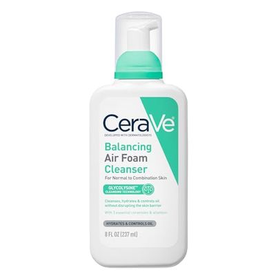 CeraVe Balancing Air Foam Face Wash, Foaming Facial Cleanser For Combination Skin, 8HR Oil Control 24HR Hydration, Fragrance-Free &amp; Non-Comedogenic, With Glycolysine &amp; 3 Essential Ceramides, 5oz