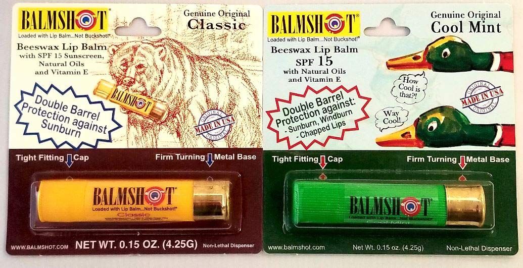 BALMSHOT Lip Balm Two Pack of Classic &amp; Cool Mint