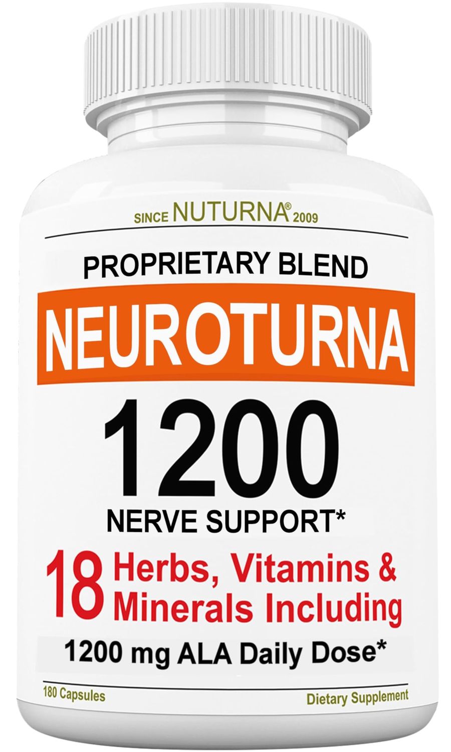 Neuropathy Support Supplement with 1200 mg Pure Alpha Lipoic Acid - Maximum Strength Nerve Formula to Fortify Nerves in Fingers, Hands, Toes, &amp; Feet - Best Natural Nerve Relief Support - 180 Capsules