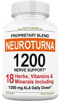 Neuropathy Support Supplement with 1200 mg Pure Alpha Lipoic Acid - Maximum Strength Nerve Formula to Fortify Nerves in Fingers, Hands, Toes, &amp; Feet - Best Natural Nerve Relief Support - 180 Capsules