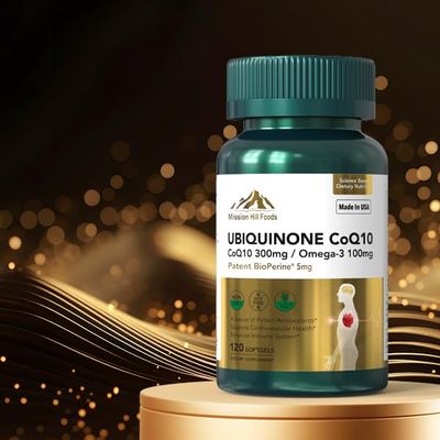 Mission Hill Foods Ubiquinone CoQ10 (100mg) Omega-3 (100mg) BioPerine (5mg) | Supports Heart Health, Energy &amp; Absorption (1 Bottle-120 Softgels-2mo Supply) | High EPA &amp; DHA | Non-GMO, Gluten-Free