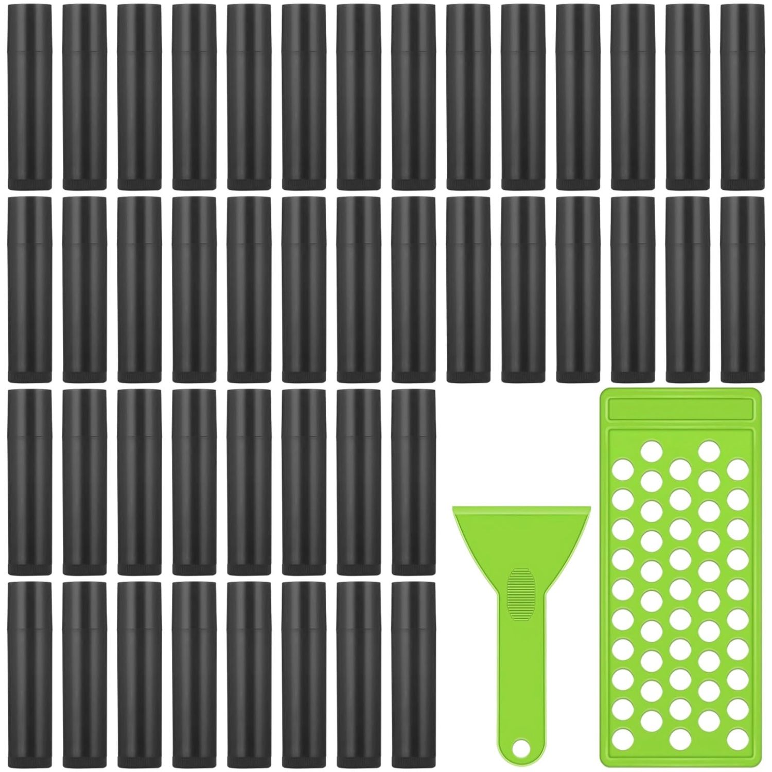 Lip Gloss Making Kit for Women, DIY Lip Balm Making Kit, Includes 100 Black PP Lip Balm Tubes, 1 Filling Tools, Tray with Multiple Slots, Ideal for Homemade Lip Care