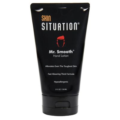 Mr. Smooth Hand Lotion For Men Thick Healing Cream Moisturizer Repairs Dry Cracked Hands and Skin Relief. Hypoallergenic and with Vitamins C, B5, Aloe, and Shea Butter to Last Through Handwashing 5 Oz