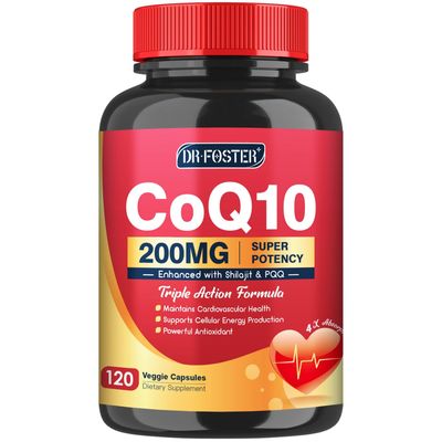 Quinovit CoQ10 200mg with PQQ &amp; Shilajit - High Absorption with Bioperine Coenzyme Q10 Supplements - Powerful Antioxidant for Heart &amp; Brain Health and Energy-Production - 120 Veggie Capsules