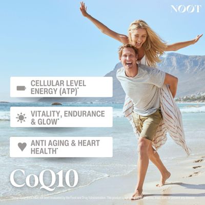 Organic CoQ10 200mg Capsules - Coenzyme Q10, Ubiquinone, Vegan Supplements for Heart Health &amp; Longevity, Nootropic for Cognitive Health &amp; Glow Biohacking 60 Capsules / 2 Month Supply