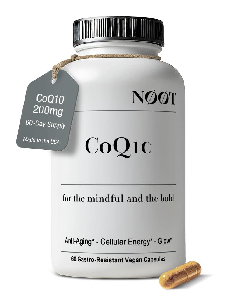 Organic CoQ10 200mg Capsules - Coenzyme Q10, Ubiquinone, Vegan Supplements for Heart Health &amp; Longevity, Nootropic for Cognitive Health &amp; Glow Biohacking 60 Capsules / 2 Month Supply