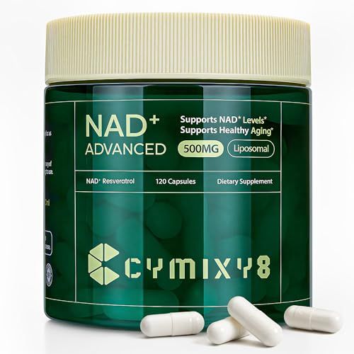 Cymixy8 NAD Supplement, Liposomal NAD Supplement with Resveratrol, High Absorption NAD Booster for Men and Women Cellular Energy and Vitality, 120 Capsules, Anti-Aging Support