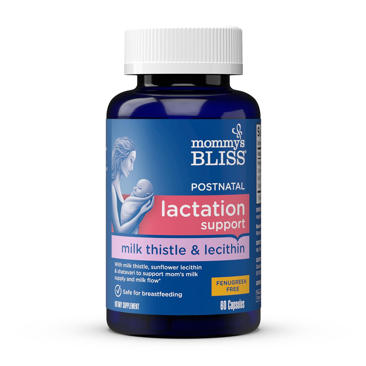 Mommy&#39;s Bliss Postnatal Lactation Support, Contains Milk Thistle, Shatavari, and Lecithin, 1 Bottle (60 Capsules)