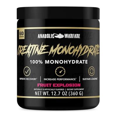 Anabolic Warfare Creatine Monohydrate, Post Workout Recovery, Increase Performance, Sustain Loading, Premium Creatine (Fruit Explosion - 60 Servings)
