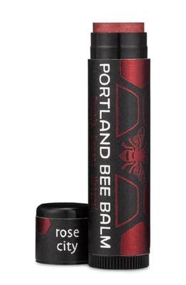 Portland Bee Balm All Natural Handmade Tinted Shimmer Beeswax Based Lip Balm, Rose City 1 Count
