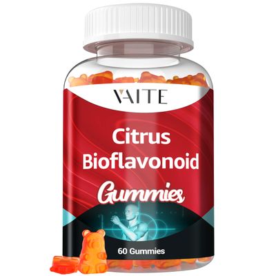 Citrus Bioflavonoid Complex Supplement 1000mg - Antioxidant &amp; Wellness Gummies with Plant-Based Bio-Flavonoids - Sugar-Free, Chewable Formula, Non-GMO, Gluten-Free, Soy-Free - 60 Vegan Chews