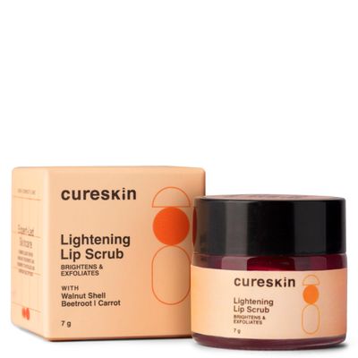Cureskin Lightening Lip Scrub for Men and Women | Exfoliate &amp; Brighten with Walnut Shell Powder, Beetroot &amp; Squalane | Lip Scrub for Dark Lips to Lighten Pink