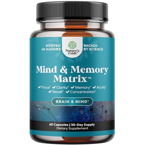 Matrix Nootropic Brain Supplement for Memory and Focus Enhancement - Vitamins for Mental Health &amp; Clarity - Cognitive Complex for Adults of All Ages Mind&#39;s Vitality - 60 Capsules