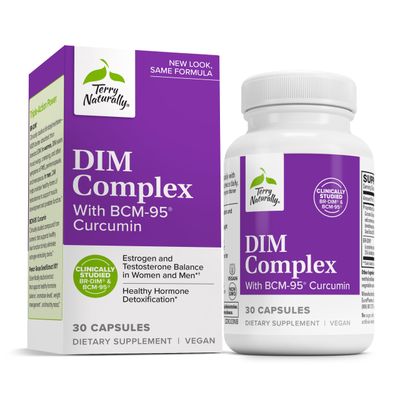 Terry Naturally DIM Complex - Dietary Supplement with BCM-95 Curcumin - Supplement to Support Healthy Hormone Balance, Liver Health &amp; Menopause Symptom Relief - 30 Capsules