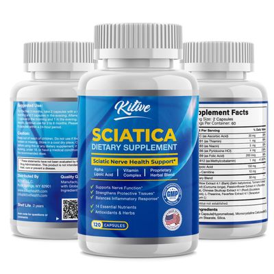 Sciatic Nerve Relief Supplement: Advanced Support Formula for Sciatica Nerve - Potent Herbal Relief Ingredients Alpha Lipoic Acid Acetyl L-Carnitine Turmeric - Made in USA 120 Capsules