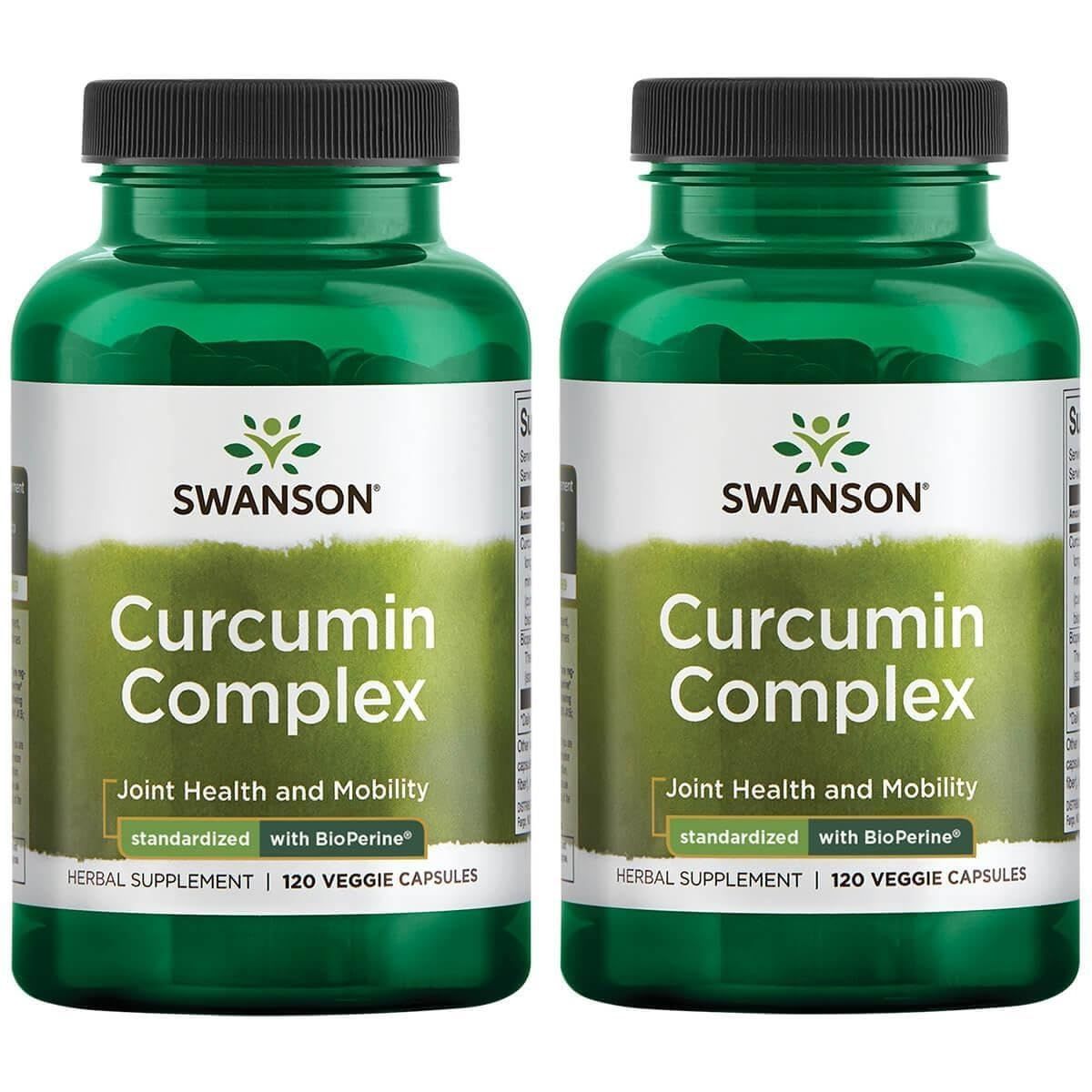 Swanson Curcumin Complex - Herbal Supplement Supporting Joint Health, Mobility &amp; Physical Function - Standardized with BioPerine for Maximum Absorption - (120 Veggie Capsules) (2 Pack)