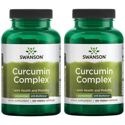 Swanson Curcumin Complex - Herbal Supplement Supporting Joint Health, Mobility &amp; Physical Function - Standardized with BioPerine for Maximum Absorption - (120 Veggie Capsules) (2 Pack)