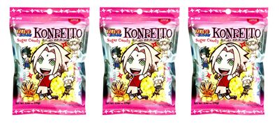 Naruto Shippudem Konpeito Japanese Sugar Candy 2.46oz /70g (Pineapple, 3 Packs)