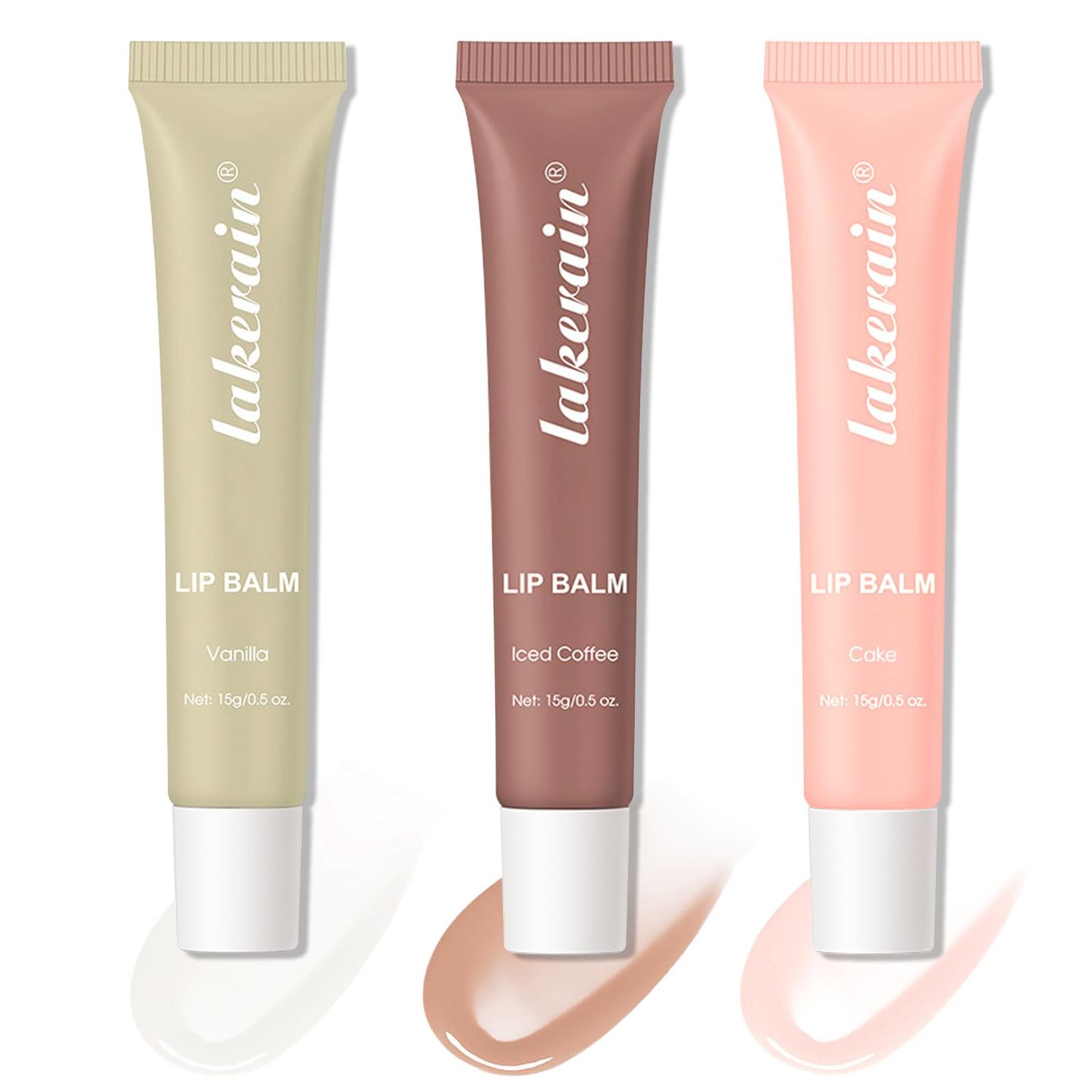 Noerrors 3 Colors Lip Balm Set, Vanilla Clear Sheer Beige Light Brown Pink Sugar Glossy Natural Lip Oil Butter, Long Lasting Hydrating Non-Sticky Nude Jelly Tint Lip Stain Balm Lip Care Gloss Makeup