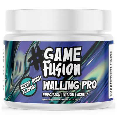 GAMEFUSION Walling Pro Eye Vitamins for Gamers - Eye Health Supplements - Lutein, Zeaxanthin, Bilberry, Eyebright - Vegan, Non-GMO, Gluten Free - 3.5 Oz - 30 Servings - Berry Rush Flavor