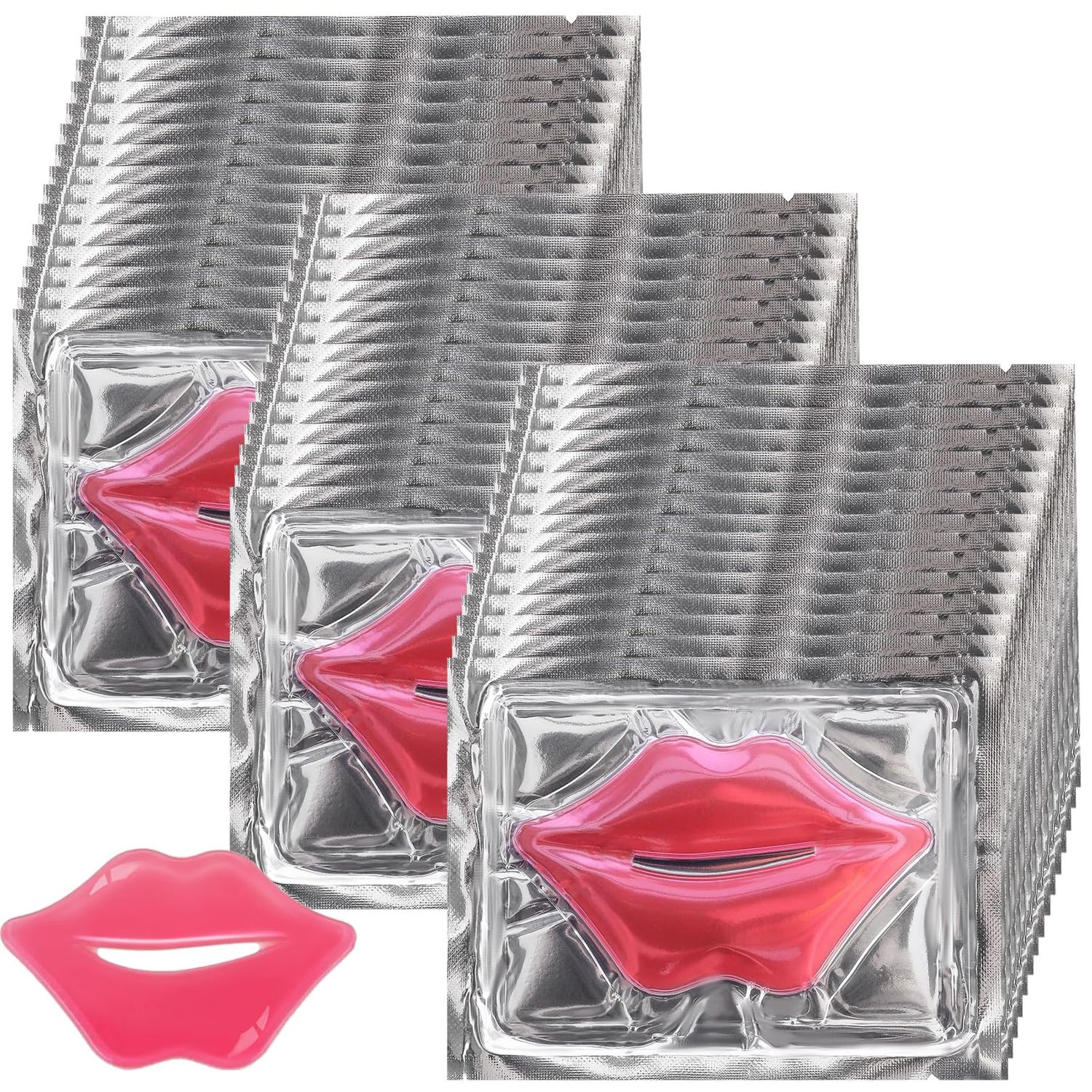 ailixinda 50 PCS Collagen Crystal Lip Masks,Moisturizing Collagen Lip Mask,Pink Lip Care Pads Mask for Dry Lips,Lip Patches for Hydrating Nourishing,Anti Chapped,Anti-Wrinkle,Plump Your Lips