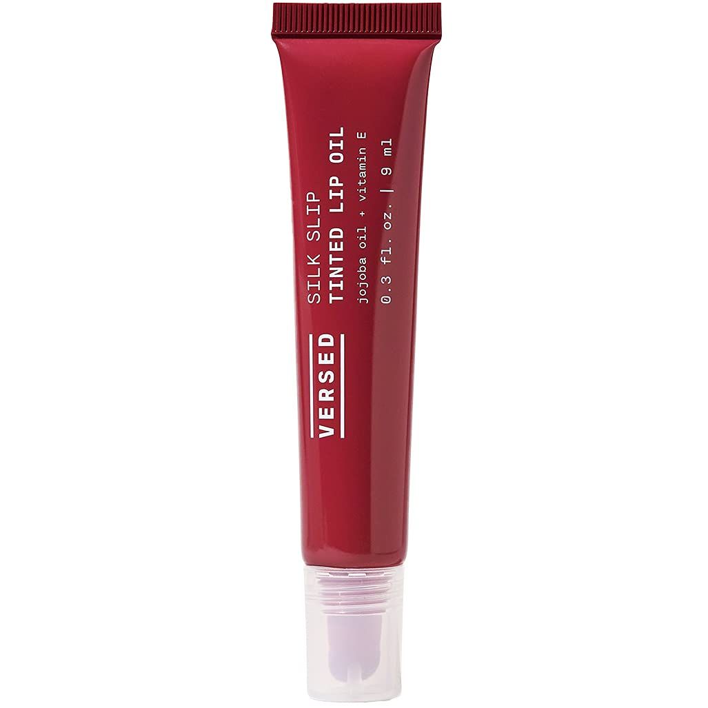 Versed Silk Slip Tinted Lip Oil, Fig - Sheer Mauve Berry Lip Tint - Long-Lasting, Moisturizing Makeup with Jojoba Vitamin E - Helps Smooth Hydrate Chapped Lips - Non-Toxic, Vegan Lip Care (0.3 oz)