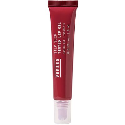 Versed Silk Slip Tinted Lip Oil, Fig - Sheer Mauve Berry Lip Tint - Long-Lasting, Moisturizing Makeup with Jojoba Vitamin E - Helps Smooth Hydrate Chapped Lips - Non-Toxic, Vegan Lip Care (0.3 oz)