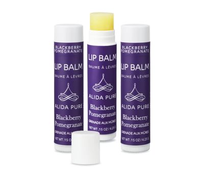 ALIDA PURE Blackberry Pomegranate Lip Balm Collection, Vegan Set, Beeswax Free, with Avocado And, Organic Jojoba Oil, and Vitamin E, Natural Moisturizer for Dry, Chapped Lips, 3 Tube Set