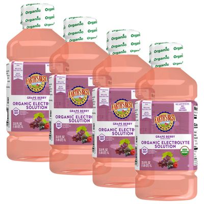 Earth&#39;s Best Organic Toddler Drink, Organic Electrolyte Solution for Children 2 Years and Older, Organic Grape Berry Drink with Zinc, 1 Liter Bottle (Pack of 4)