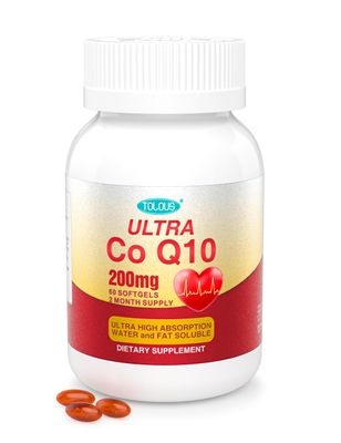 TOLOUS CoQ10 200mg Softgels, Ultra CoQ10 200mg, Ultra High Absorption Coenzyme Q10 Supplements, 2 Month Supply, 60 Count